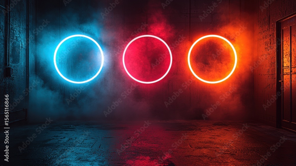 Poster three luminous circles of divine light overlap in perfect harmony, radiating different intensities i