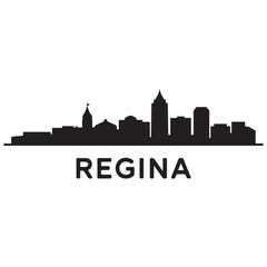 Obraz premium Regina skyline horizontal banner. Regina, Saskatchewan. Vector template for your design. Vector black silhouette. with white background