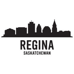 Naklejka premium Regina skyline horizontal banner. Regina, Saskatchewan. Vector template for your design. Vector black silhouette. with white background