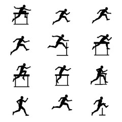 Hurdles Race Silhouettes Set