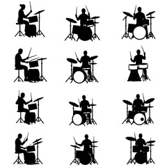 Drummer in Action Silhouettes