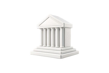 Obraz premium Classical white marble bank building with columns and triangular pediment, isolated on a transparent background