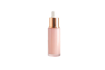 Obraz premium Premium pink cosmetic dropper bottle with copper accent for skincare or beauty products, isolated on a transparent background