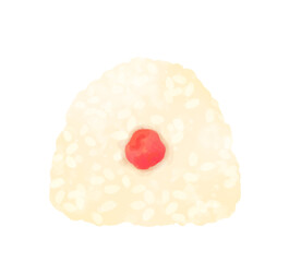 梅干しおにぎりの水彩画