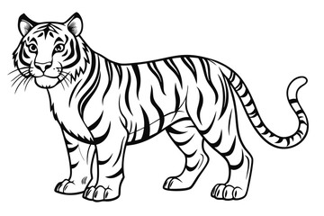 coloring page line art the tiger black vector