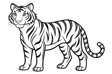 coloring page line art the tiger black vector