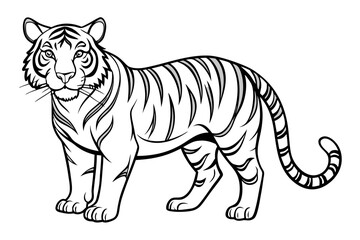 Fototapeta premium coloring page line art the tiger black vector