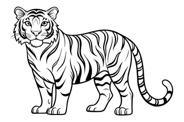 coloring page line art the tiger black vector