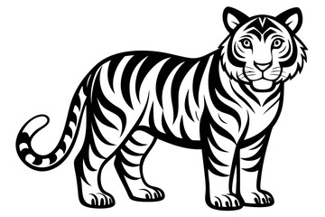 coloring page line art the tiger black vector