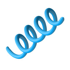 A 3D illustration of a blue spiral spring object on a white background. The smooth, glossy design creates a sense of motion and energy, making it ideal for use in science visuals, mechanical concepts