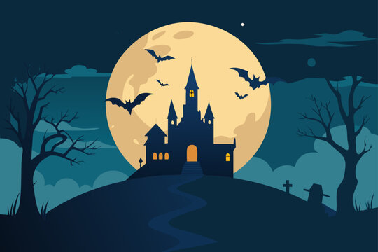 halloween background with haunted house