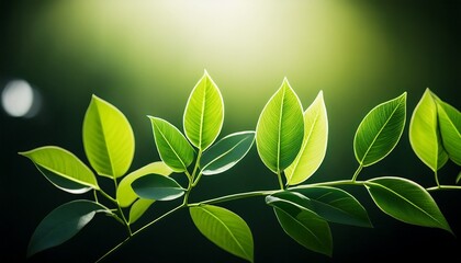 Fototapeta premium minimalist close up of fresh green leaves symbolizing life and growth bright lighting contrast