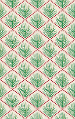 Seamless Christmas Greenery On Ivory Background For Gift Wrap And Fabric Print