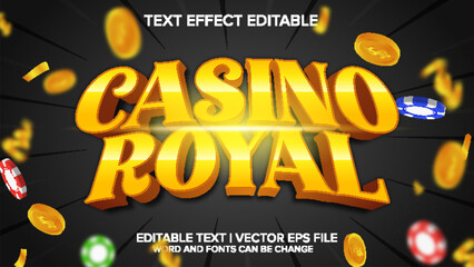 text effect casino vector editable
