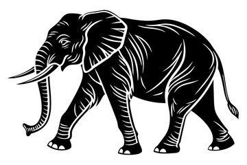 elephant sihouette black vector