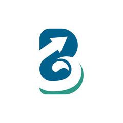 B Letter Arrow Growth Logo