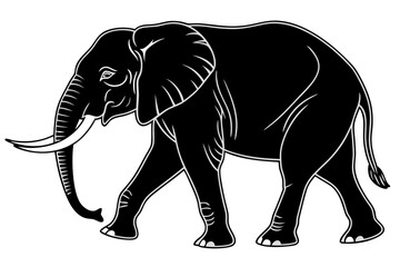 elephant sihouette black vector