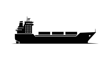 Sailing boat vector silhouette illustration on the ocean