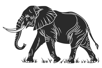 elephant sihouette black vector