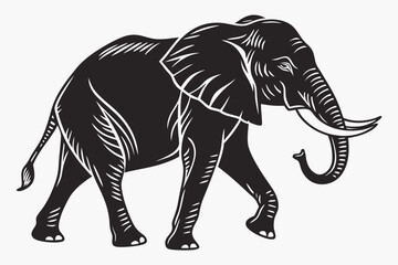 elephant sihouette black vector