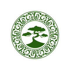 Bonsai Tree Circle Ornament Logo