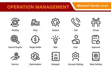 Operation management line icons. For website marketing design, logo, app, template, ui, etc. Outline icon collection.