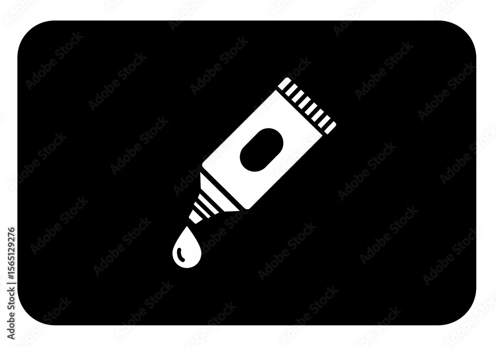 Poster a white tube with a drop coming out on a black background in a rounded rectangle shape design elemen