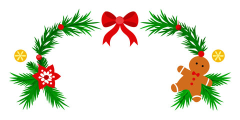 Christmas wreath with bells and ribbon on a white background, perfect holiday decoration