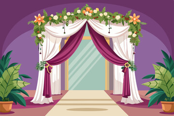 Velvet red drapes adorn a luxurious interior, evoking a grand theater or a captivating circus show