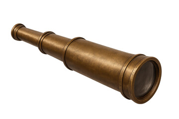 Antique maritime navigation tool, brass telescope isolated on transparent background, perfect for historical or adventure projects © Krtola 