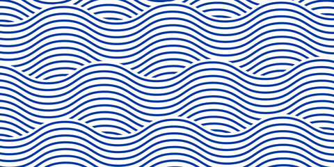 Blue water wave line pattern background. Vector illustration. Japanese style concept.