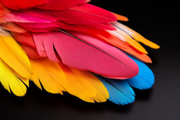 Naklejka premium Vibrant feathers showcase the beauty and chaos of nature's palette