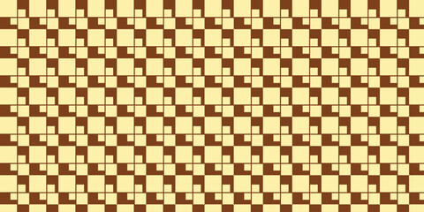 Geometric pattern with 4 squares in cream color and brown background