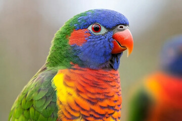 Colorful tropical birds in a vibrant, lively environment