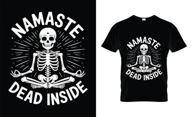 Skeleton meditating namaste dead inside yoga pose t shirt design