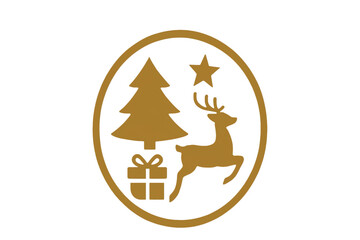 Minimalist Gold Christmas Logo – Holiday Icons in Circular Frame