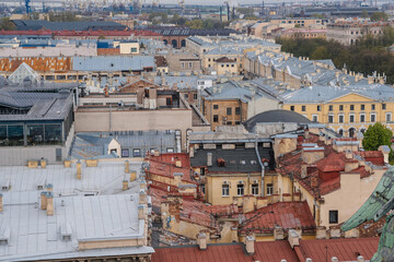 View of St. Petersburg Rooftops Showcasing Historical Architecture and Modern City Views During a...