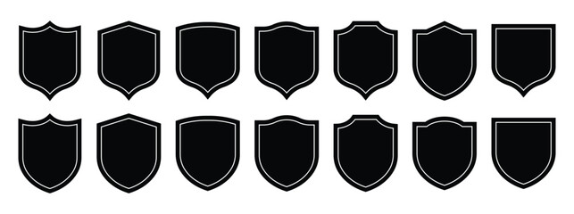Shield vector set line black vector design illustrator, Collection of protect shield, Vector security shield badge, Knight award contours and linear signs Heraldic shield 