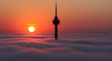 sunset over the city