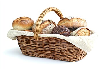 Basket overflowing with various breads