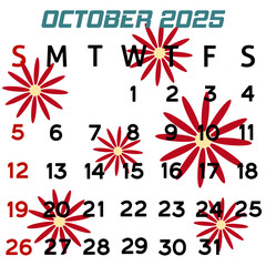 october 2025 calendar illustration