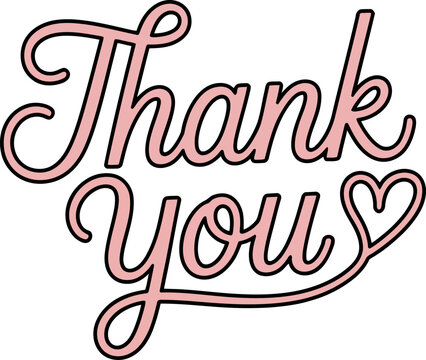 Classic thank you outline in brown with heart for simple and elegant appreciation message or label  