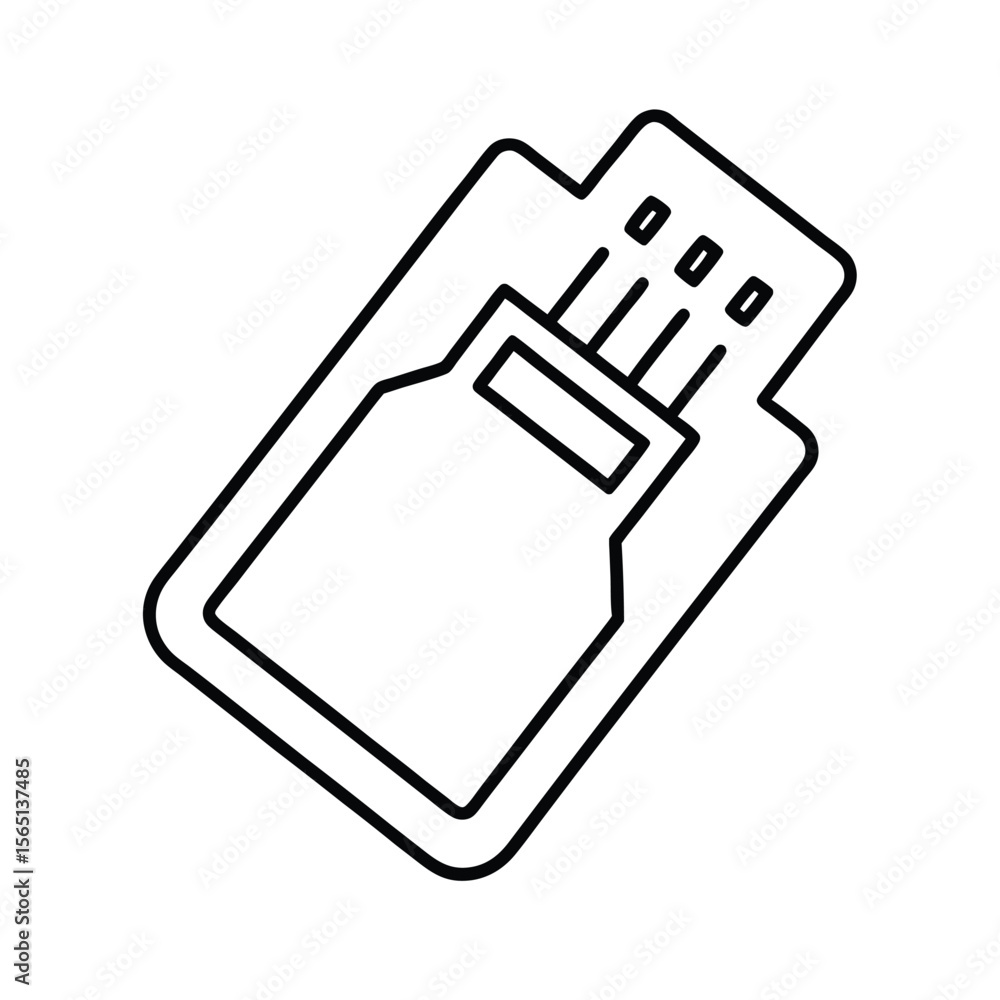 Fototapete simple linear vector illustration of a usb flash drive icon design for technology concepts