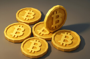 golden, bitcoin 3d concept