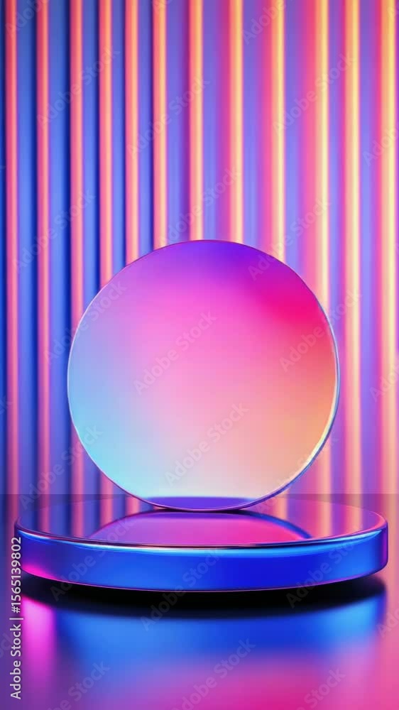 Poster a round mirror sitting on a table with a simple design