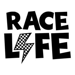 Race Life Checkered Lightning Bolt Design