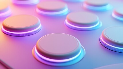 Colorful illuminated buttons on a modern electronic control panel