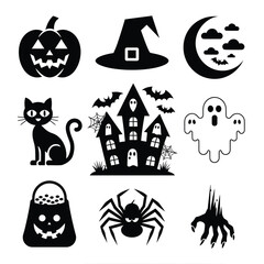 2d vector illustration Halloween t shirt icon design items ghost character Candles in carved pumpkin
