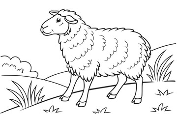 Obraz premium coloring page line art the sheep black vector