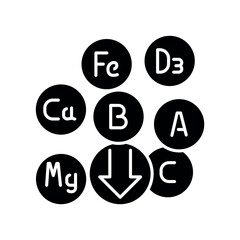 Vitamin deficiency black flat icon for digital and print projects.